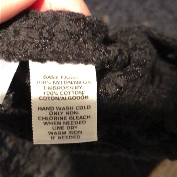 Loft NWOT L black top, embroidered black flowers. - Picture 6 of 6